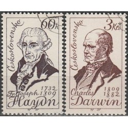 Czechoslovakia 1959. Famous people (Ch. Darwin, J. Haydn)