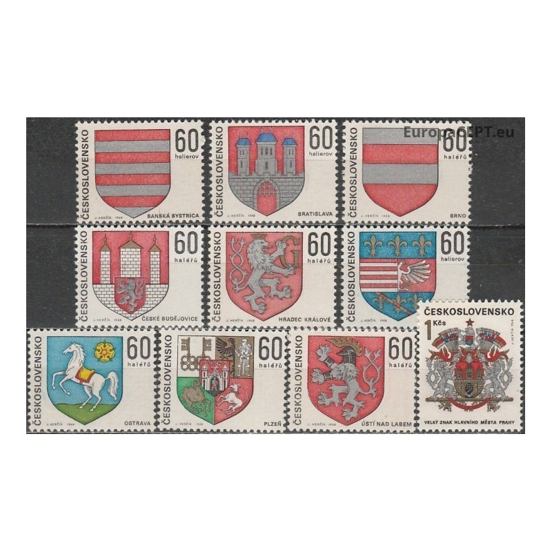 Czechoslovakia 1968. Coats of arms of towns