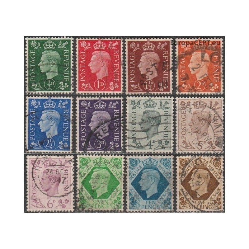 Didžioji Britanija. Naudotų ženklų rinkinys 7 (Karalius Jurgis VI, 1937-1939)