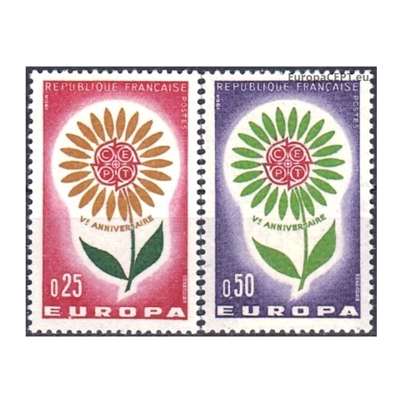 Prancūzija 1964. CEPT: Stilizuota gėlė su 22 žiedlapiais