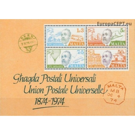 Malta 1974. Universal Postal Union centenary