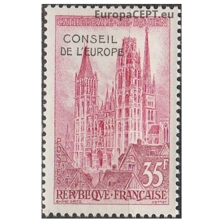 Prancūzija 1958. Ruano Dievo motinos katedra (Normandija), perspaudas Europos Tarybai