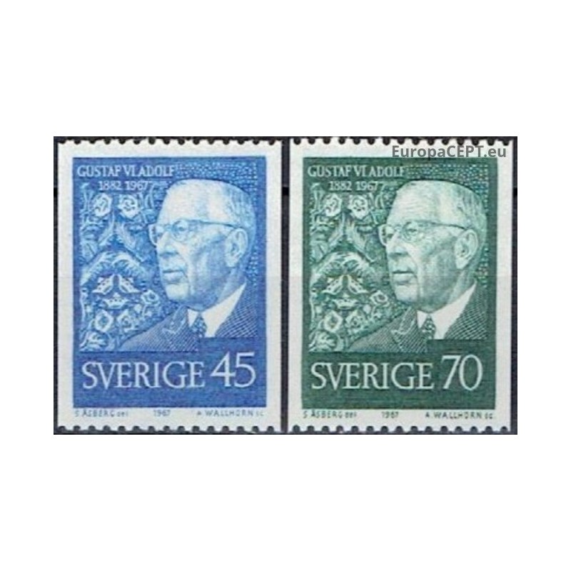 Švedija 1967. Karalius Gustavas VI