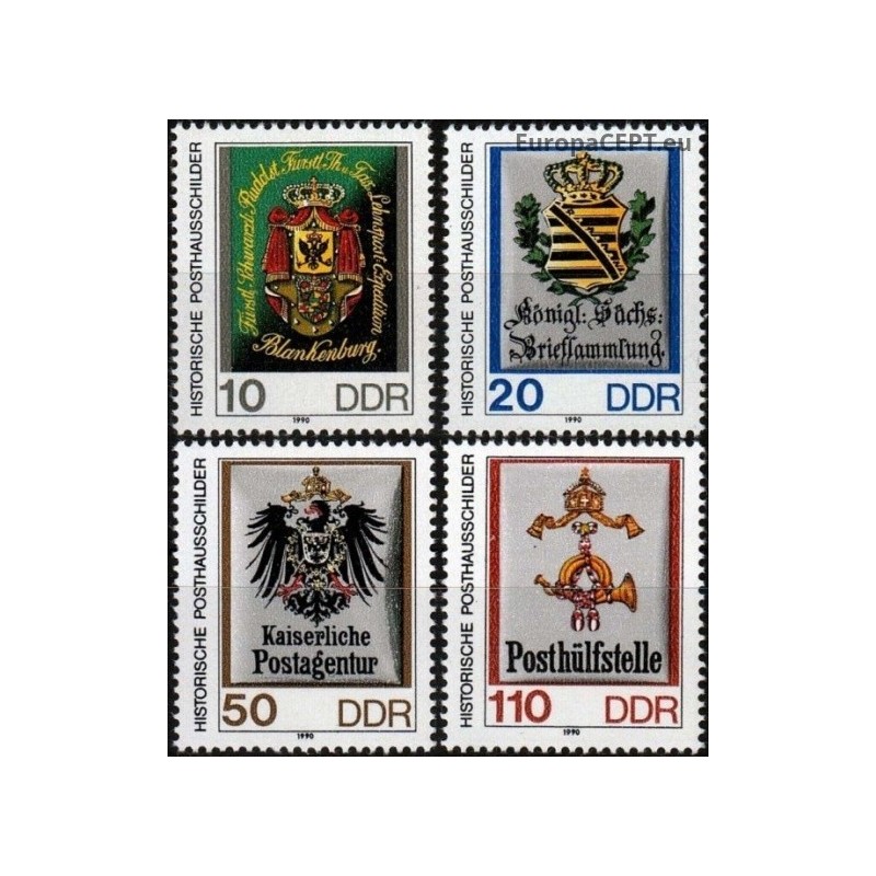 Rytų Vokietija 1990. Senoviniai pašto herbai