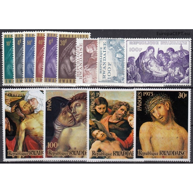 Rwanda. Religious paintings on stamps