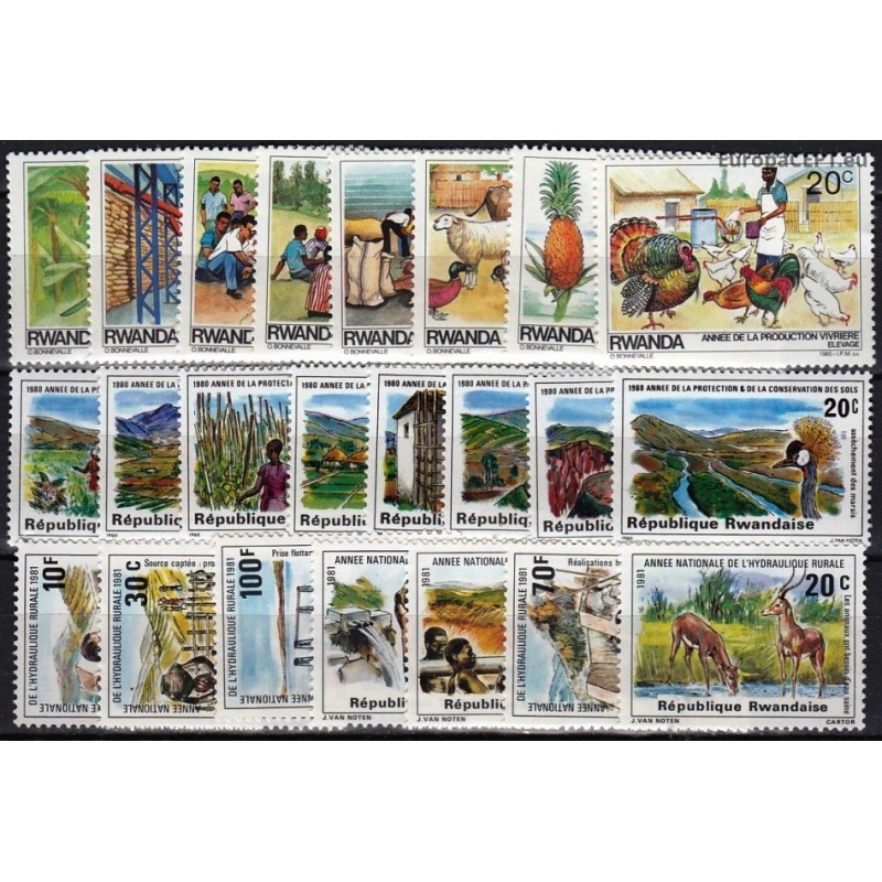Rwanda. Nature and fauna on stamps