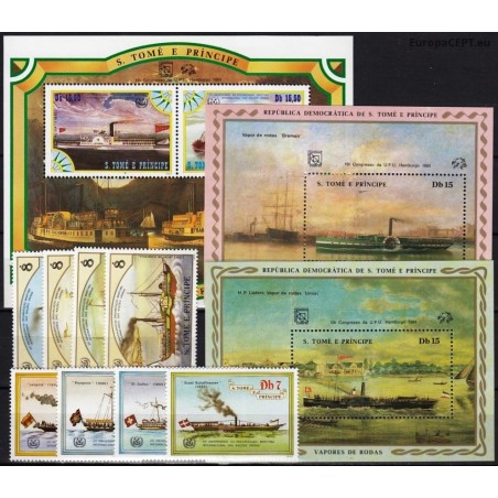 Sao Tome and Principe. Steamboats on stamps