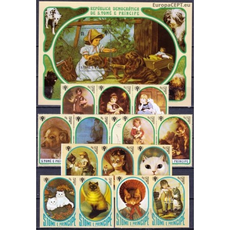 Sao Tome and Principe. Dogs & cats on stamps