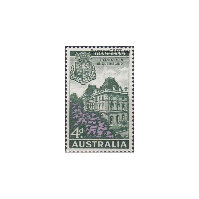 Australija 1959. Kvinslando savivaldai 100 metų (herbas ir parlamento pastatas)