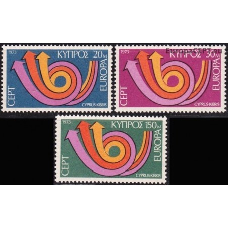 Kipras 1973. CEPT: stilizuotas pašto ragas (3 rodyklės paštui, telegrafui ir telefonui)