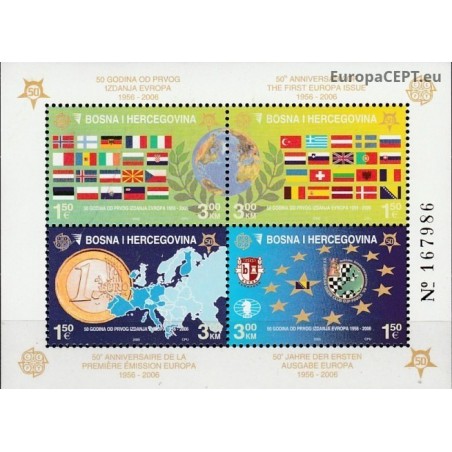 Bosnia and Herzegovina 2005. 50 years Europa series (flags, maps, euro)