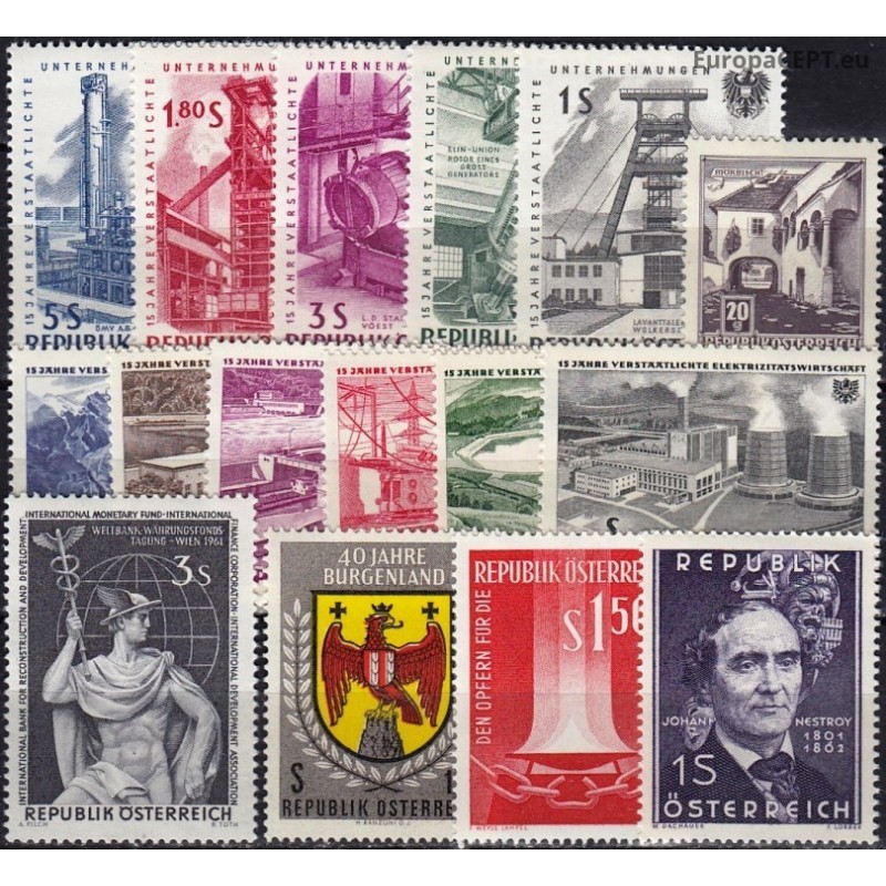 Austrija 1960-ieji. Naujų ženklų rinkinys II (1961-1962)