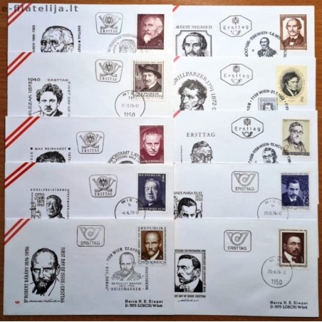 Austria 1970's. Famous People I (Set of First Day Covers)