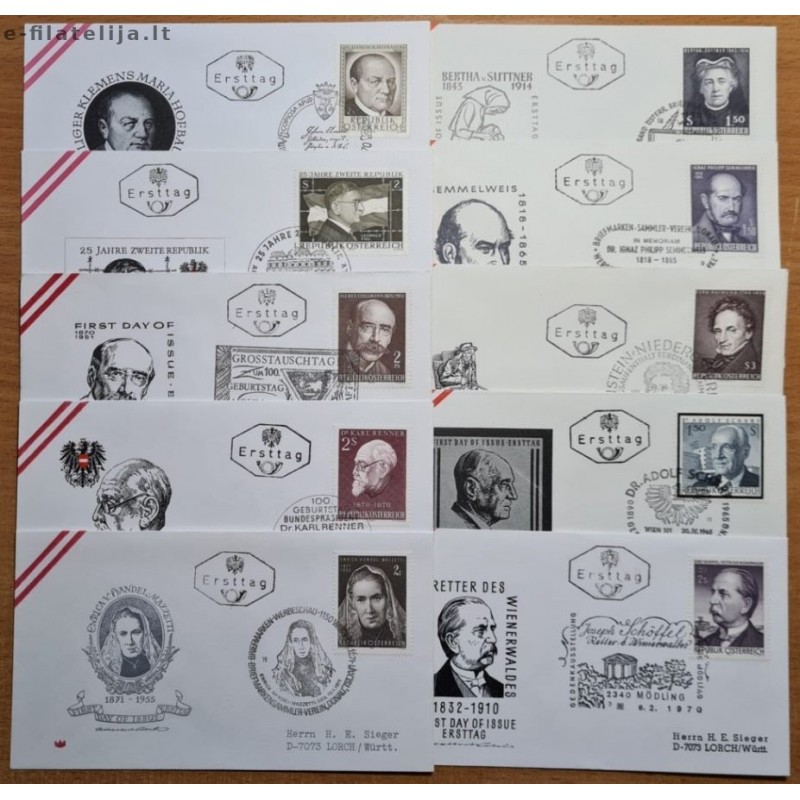 Austria 1970's. Famous People II (Set of First Day Covers)