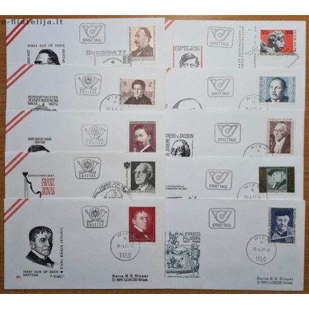 Austria 1970's. Famous People III (Set of First Day Covers)