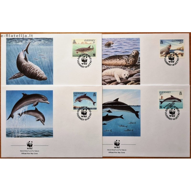 Guernsey 1990. WWF: Marine Life (First Day Covers)