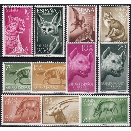 Spanish Sahara 1955-1960. Mammals (carnivorans, antelope) on stamps