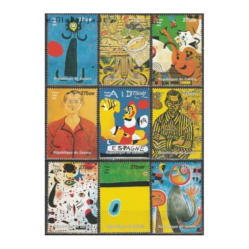 5x Guinea 1998. Wholesale lot (Paintings, Joan Miro)
