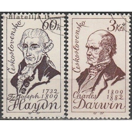 10x Czechoslovakia 1959. Famous people (Ch. Darwin, J. Haydn) (wholesale)