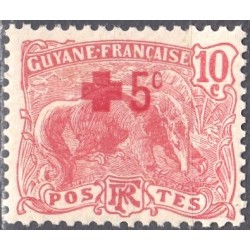 French Guyana 1915. Giant anteater overprinted for Red Cross