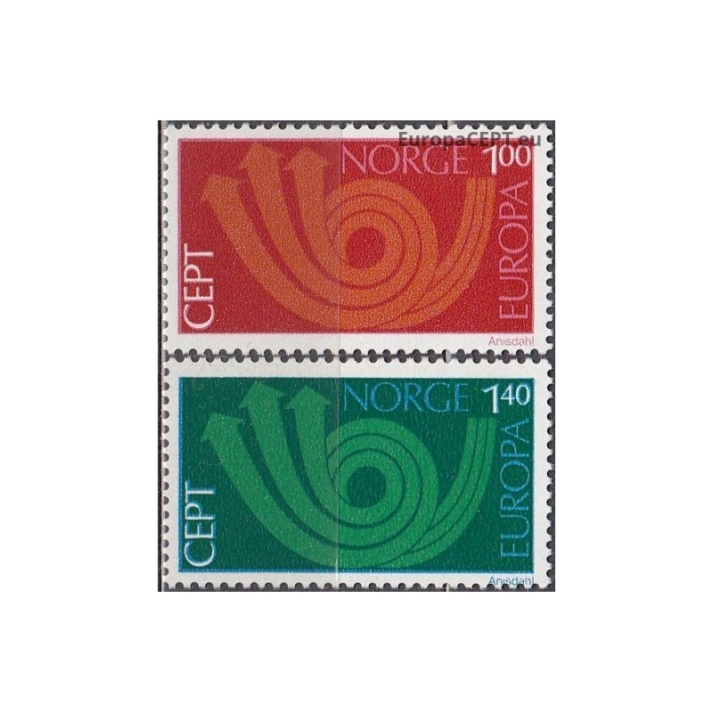 Norvegija 1973. CEPT: stilizuotas pašto ragas (3 rodyklės paštui, telegrafui ir telefonui)