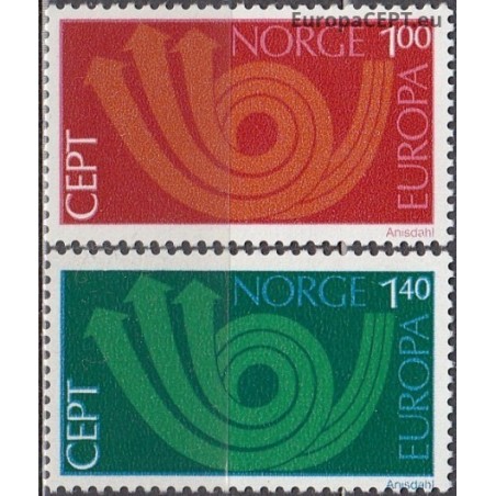 Norvegija 1973. CEPT: stilizuotas pašto ragas (3 rodyklės paštui, telegrafui ir telefonui)
