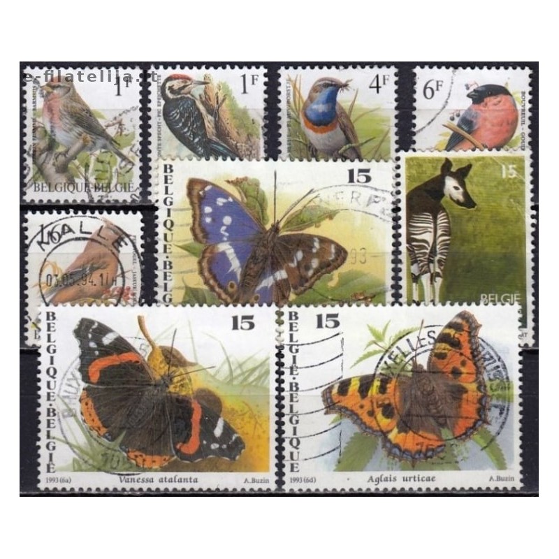 Belgium. Set of used stamps IX (Fauna)