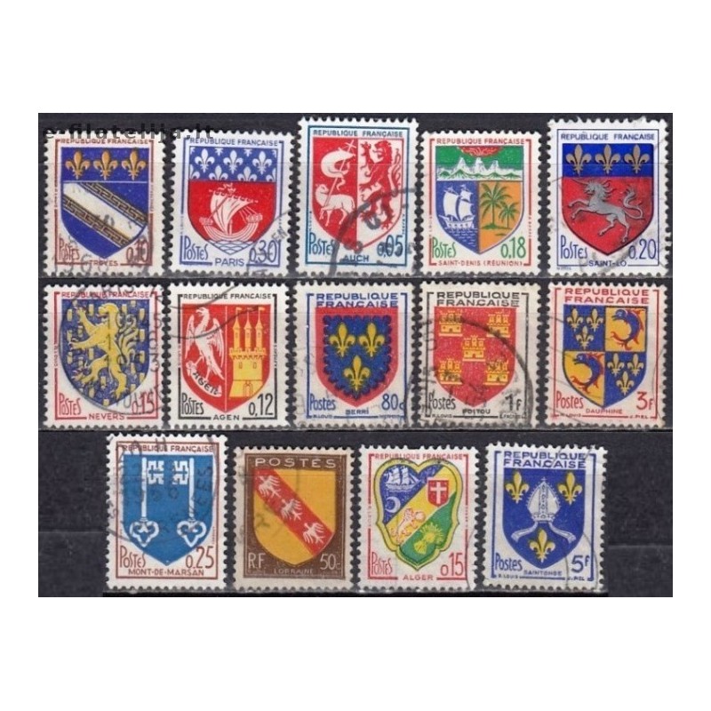 France. Set of used stamps XXVI (Coat of Arms)