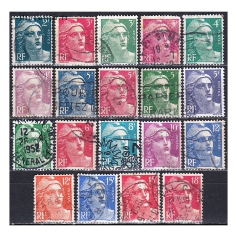 France. Set of used stamps XXX (Marianne, 1947-1949)