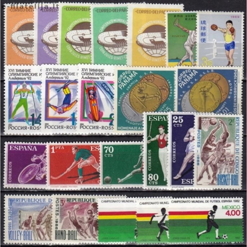 Sports on stamps I. Set of unused stamps (23 different)