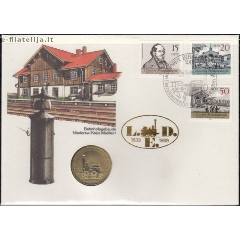 East Germany 1989. Railway transport (Numismatic cover)