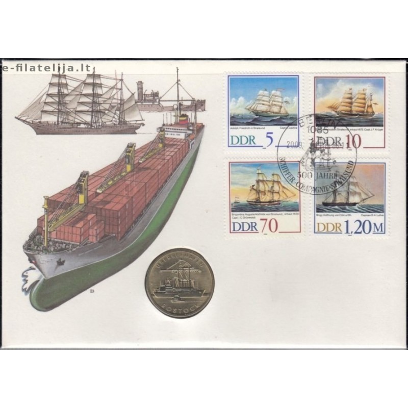 East Germany 1988. Sailing ships (Numismatic cover)