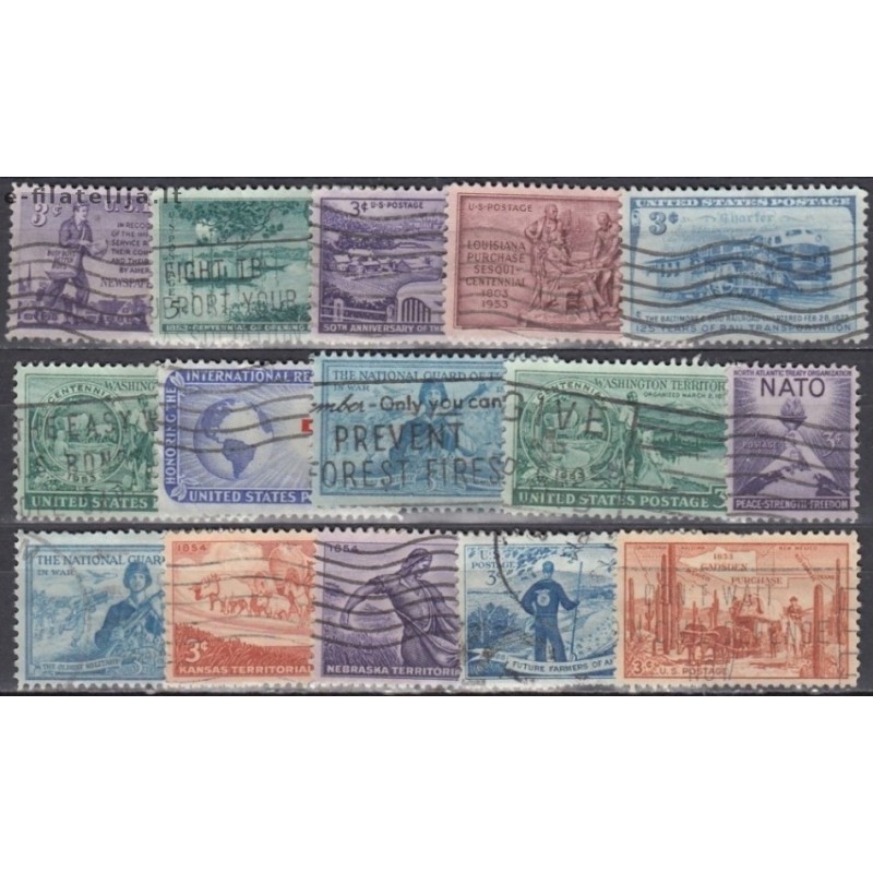 United States. Set of used stamps XII (1950s)