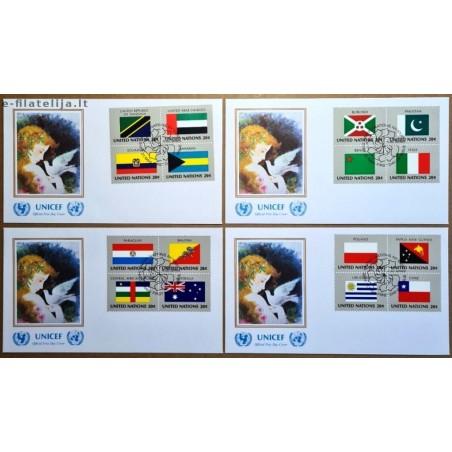 Jungtinės Tautos 1984. Nacionalinės vėliavos (motina su vaiku paveiksluose)