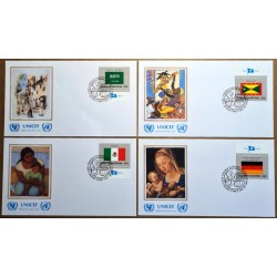 United Nations 1985. National flags (Paintings, Mother with Child)