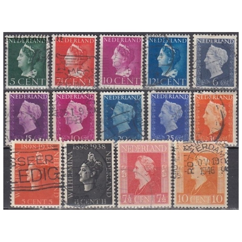 Netherlands. Set of used stamps XII (Queen, 1938-1948)