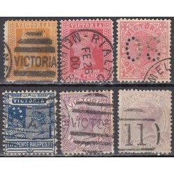 Australija (Viktorija, ~1890). Naudotų ženklų rinkinys 3