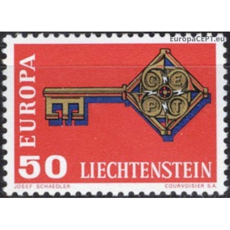 Lichtenšteinas 1968. Simbolinis raktas su CEPT logotipu