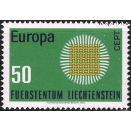Lichtenšteinas 1970. CEPT: stilizuota saulė iš pluošto (24 gyslos)