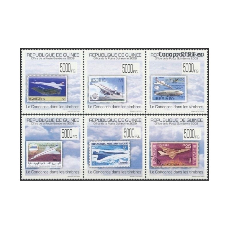 Guinea 2009. Stamps on stamps (Concorde)