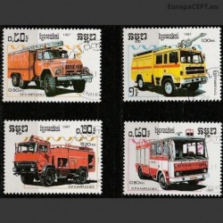 Cambodia 1987. Fireman vehicles