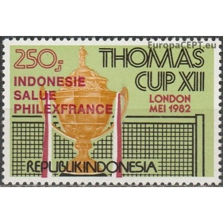 Indonesia 1982. Philatelic exhibition PHILEXFRANCE (overprinted badminton)