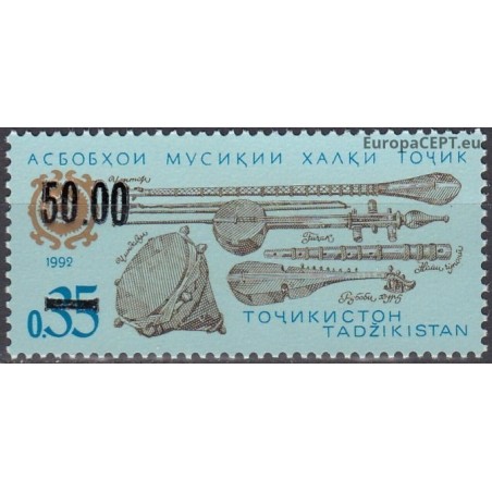 Tajikistan 1992. Musical instruments (overprinted)