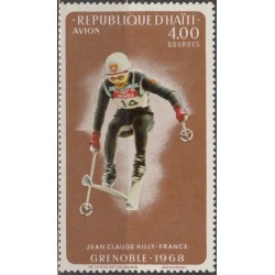 Haitis 1968. Grenoblio žiemos olimpinės žaidynės (ženklas iš bloko, retas egzempliorius)