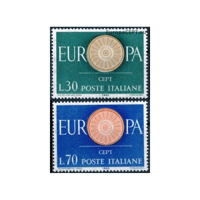 Italija 1960. Stilizuotas pašto vežimo ratas su 19 stipinų