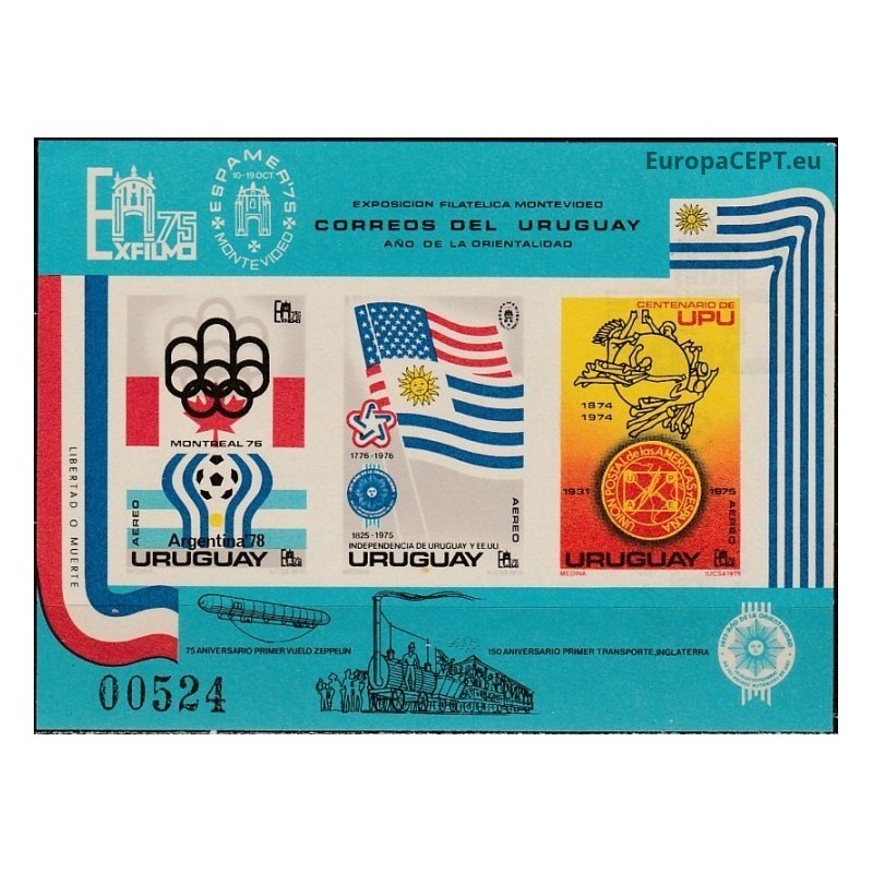 Uruguay 1975. Events (Olympic Games, FIFA cup, UPU centenary, US independence)