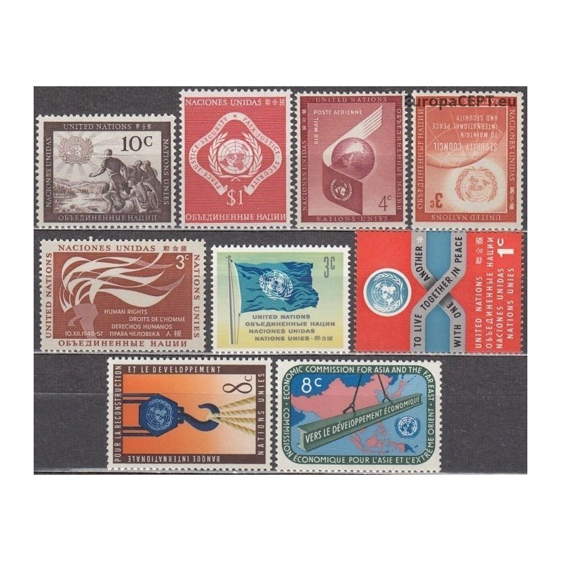 United Nations 1951-1968. Set of 9 stamps